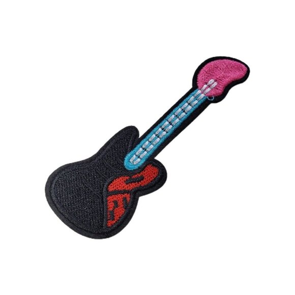 Electric Guitar Embroidered Iron On Patch - Picture 1 of 5